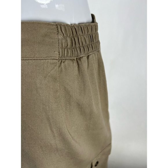Original Ty Wear Womens A Line Skirt Khaki Tan Midi Pockets Petites 12P Vintage - Picture 10 of 12